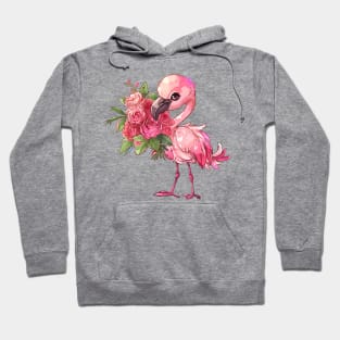 Valentine Flamingo Giving Flowers Hoodie